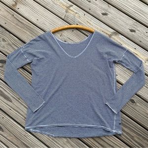 Lululemon V-Neck Striped Long Sleeve Top